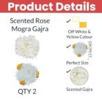 Temperia (2 Pcs) Scented Mogra Gajra Hair Accessories For Women & Girls - Hair Flower Bun Artificial Fake Gajra Scrunchies Rubber Band - Premium & Voluminous, 1 Pc Yellow Petals & 1 Pc White - Fast Shipping to USA & Canada - Image 3