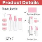 Temperia Travel Bottles for Toiletries (7pcs) - Refillable Empty Mini Containers with Pouch (Random Colors) - Travelling Accessories & Essentials Kit Set for Shampoo, Cosmetics, and More - Fast Shipping to USA & Canada - Image 3