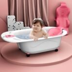 StarAndDaisy Baby Bath Tub for 0 to 5 Years/Bath Tub for Kids 0-3 Years/Infants Bathtub with Temperature Censor & Baby Bath Seat/Sling, Antislip Baby Bath Tub with Bath Chair (Pink) - Fast Shipping to USA & Canada - Image 2