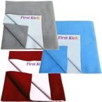 First Kick Waterproof Baby Bed Protector/Mattress Cotton Dry Sheet (100 cm X 70 cm) for Born Baby/Kids- (Maroon,Ferozi,Grey) - Medium, Pack of 3 - Fast Shipping to USA & Canada - Image 2