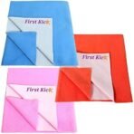 First Kick Waterproof Baby Bed Protector/Mattress Cotton Dry Sheet (100 cm X 70 cm) for Born Baby/Kids- (Pink,Ferozi,Orange) - Medium, Pack of 3 - Fast Shipping to USA & Canada - Image 2