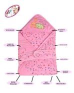 MOM CARE Baby Wrapper with Hood,Sleeping Bag,Soft Cotton Blanket Quilt (Pink) - Fast Shipping to USA & Canada - Image 4