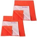 First Kick Waterproof Baby Bed Protector/Mattress Cotton Dry Sheet (70cm X 50 cm) for Born Baby/Kids- (Orange) - Small - Pack of 2 - Fast Shipping to USA & Canada - Image 2