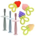 MOM CARE Silicone Baby Teether for Teething Gums,Fruit & Teething Brush with Textured Surface for Infants and Babies, 100% Food Grade Silicone, Tooth Brush Design, (Random Color) Pack of 2 - Fast Shipping to USA & Canada - Image 2