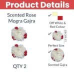 Temperia (2 Pcs) Scented Mogra Gajra Hair Accessories For Women & Girls - Hair Flower Bun Artificial Fake Gajra Scrunchies Rubber Band - Premium & Voluminous, Red Petals - Fast Shipping to USA & Canada - Image 3