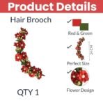 Temperia Hair Accessories For Women's & Girls -Stylish Red Rose Artificial Flowers Bun Juda Bridal Brooch & Braid For Hairstyle & Decoration - Pins & Clips For Style Of Bride, Wedding & Party (Mn106) - Fast Shipping to USA & Canada - Image 3