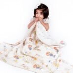 haus & kinder 100% Cotton Reversible Muslin Blanket For Newborn Baby Boy And Girl, Triple Layer Blanket 0-2 Years, Size- 120 Cm X 120 Cm (Jungle Party), Beige, 200 TC - Fast Shipping to USA & Canada - Image 2