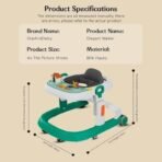 StarAndDaisy Elegant Baby Walker 0-2 Years/Walker for Kids Girl Boy with Anti Fall Brake Pads, 3 Speed Height Adjustment, Multi-Level Seat Adjustment, Recreational Music Toy Bar (Quirky Green) - Fast Shipping to USA & Canada - Image 3