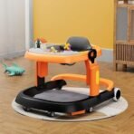 StarAndDaisy 6-18months Baby Walker With Anti Fall Brake Pads / Walker For Kids With 3 Speed Height Adjustment,Multi-Level Seat Adjustment,Recreational Music Toy (Elegant Walker Orange Black) - Fast Shipping to USA & Canada - Image 2