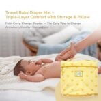 Tidy Sleep Baby Portable Diaper Changing Mat - Waterproof, Foldable Travel Mat with Storage Pockets & Soft Padding Pillow-Easy-to-Carry Changing Station Organizer for Newborns & Toddlers (Sunshine Hearts) - Fast Shipping to USA & Canada - Image 4