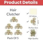 TEMPERIA (5 pcs) Pearl Hair Clips for Women & Girls - Clutcher Clutches Claw Clip Accessories - Stylish, Fashionable (DN01) - Fast Shipping to USA & Canada - Image 3