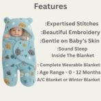 First Kick Baby Blanket New Born Pack of Hooded Printed Swaddle Wrapper Bag Pack of 2 Pcs, 0-6 Months, L 70 cm x B 70 cm - Fast Shipping to USA & Canada - Image 4