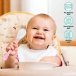 1st Step Dual Ended BPA Free Silicone Spoon Set (Pink) - Fast Shipping to USA & Canada - Image 4