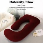 StarAndDaisy Pregnancy Pillow for Women/Baby Maternity Pillow for Sleeping J Shape for Mothers/Pregnancy Pillows for Back, Belly, Legs & Hip Support, Nursing & Maternity Pillow -Maroon - Fast Shipping to USA & Canada - Image 4