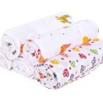 MOM'S HOME Baby Organic Cotton Soft Muslin Cloth Swaddle | 0-18 Months | Pack of 3 - Fast Shipping to USA & Canada
