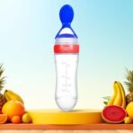 Mee Mee Squeezy Silicone Spoon Food Feeder for Babies of 6 to12 Months with in-Built Stand | BPA Free Material with Food Grade Silicone Tip (Red) - Fast Shipping to USA & Canada - Image 3