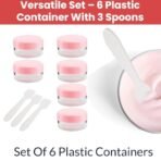 TEMPERIA (Pack of 6) Refillable Small Containers for Makeup, Cream & Lip Balm - Portable Mini Size Empty Storage Boxes with Spatula for Travel - Plastic Small Box Container for Cosmetic - Multicolour - Fast Shipping to USA & Canada - Image 4