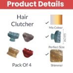 TEMPERIA (4 pcs) Hair Clips for Women & Girls - Clutcher Clutches Claw Clip Accessories - Stylish, Fashional (Random Colors & Designs) (DN05) - Fast Shipping to USA & Canada - Image 3