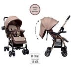 1st Step Caramel Baby Pram Cum Stroller with 5 Point Safety Harness/Infinitely Reclining and Cushioned Seat/Reversible Handle/Front Swivel Wheels - Coffee Brown - Fast Shipping to USA & Canada - Image 3