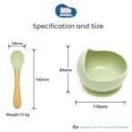 Kids Station 2 Piece BPA-Free Silicone Baby Feeding Set - Bowl - Spoon - Make Mealtime Fun and Easy for Your Little One - Tableware Meal Utensils for Kids with Suction - Microwave Friendly (Green) - Fast Shipping to USA & Canada - Image 3