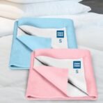 Mee Mee Reusable Water Proof Cotton Bed Protector Sheet/Extra Absorbent Mat/Dry Sheets/Urine Sheet/Dry Mat Pack of 2 (Small, Pink & Blue) (50CmX70Cm) - Fast Shipping to USA & Canada - Image 4