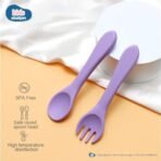 Kids Station Easy to Carry Silicone Baby Feeding Set - Bowl - Spoon - Make Mealtime Fun and Easy - Tableware Meal Utensils for Kids with Suction - Baby Feeding Product (Spork (Set of 2), Purple) - Fast Shipping to USA & Canada - Image 4