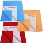 First Kick Waterproof Baby Bed Protector/Mattress Cotton Dry Sheet (70cm X 50 cm) for Born Baby/Kids- (Ferozi,Peach,Red) - Small, Pack of 3 - Fast Shipping to USA & Canada - Image 2