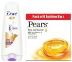 PEARS Pure And Gentle Pear Scent Bathing Bar, 125g (Pack Of 8) & Dove Daily Shine Conditioner, 180 Millilitres - Fast Shipping to USA & Canada - Image 2