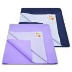 Tidy Sleep Instadry Anti-Piling Fleece Extra Absorbent Quick Dry Sheet for New Born Babies, Cotton Bed Protector Mattress Pack of 2 Lilac-Navy Blue Medium (100x70) cm - Fast Shipping to USA & Canada - Image 2