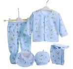 First Kick Presents New Born Baby Summer Wear Baby Clothes 5Pcs Sets 100% Cotton Baby Boys Girls Unisex Baby Cotton/Summer Suit Infant Clothes First Gift for New Born Baby - Fast Shipping to USA & Canada - Image 3