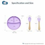Kids Station 3 Piece BPA-Free Silicone Baby Feeding Set - Baby Plate - Spoon and Bowl - Make Mealtime Fun - Microwave Safe - Unbreakable Eco-Friendly - Organic & Natural (Plate (Set of 3), Purple) - Fast Shipping to USA & Canada - Image 3