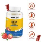 TATA 1mg Biotin Gummies - 30 Strawberry - Fast Shipping to USA & Canada - Image 7