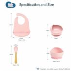 Kids Station 3 Piece BPA-Free Silicone Baby Feeding Set - Baby Bib - Spoon and Bowl - Make Mealtime Fun - Microwave Safe - Unbreakable Eco-Friendly - Organic & Natural (Pink) - Fast Shipping to USA & Canada - Image 3