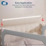 Kids Station Steel Bed Rail Guard Connecting Rod for Kid Safety L- 5' or 150cm, Baby Safety, Foldable Safeguard for Baby Proofing King Size Bed (5'0", Connecting Rod, Neutral) - Fast Shipping to USA & Canada - Image 5