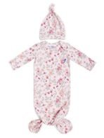 haus & kinder Dreamsack Cotton Snug Knit Gown | Soft and Strechy | Newborn Wearable Sleeper Gown | with 1 Hat | 0-3 Months | Pink Floral - Fast Shipping to USA & Canada - Image 2