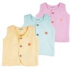 1ST STEP Button Type 100% Muslin Colored Jhablas (3-6 Months, Multicolor 2) - Fast Shipping to USA & Canada - Image 2