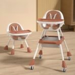 StarAndDaisy High Chair for Baby/Baby Feeding Chair for 0 to 5 Years with 5 Point Safety Belt/High Chair with Seat Recline, Height Adjustable & Detachable Tray with Wheel -Brown - Fast Shipping to USA & Canada - Image 2