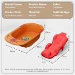 StarAndDaisy Baby Bath tub for 0 to 5 Years with Temperature Sensor/Bath Tub for Kids with Anti-Slip Legs/Bathtub for Baby with Baby Bather -Without Wheel(Orange - Red) - Fast Shipping to USA & Canada - Image 6