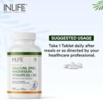 INLIFE Calcium Magnesium Zinc with D3, B12 & K2 - 120 Tablets - Fast Shipping to USA & Canada - Image 5