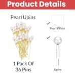TEMPERIA (36pcs) Pearl Hair Accessories for Women & Girls - Stylish Decoration Pearls Hair Clip U Pins for Bride Hairstyle - For Wedding/Parties - Fast Shipping to USA & Canada - Image 3