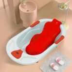 StarAndDaisy Baby Bath tub for 0 to 5 Years with Temperature Sensor/Bath tub for Kids 0-3 Years for Kids with Anti-Slip Legs/Bath tub for Baby with Baby Bather Without Wheel(White-Red) - Fast Shipping to USA & Canada - Image 2