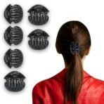 TEMPERIA (6 pcs) Hair Clips for Women & Girls - Clutcher Clutches Claw Clip Accessories - Stylish, Fashional (Black) (DN05) - Fast Shipping to USA & Canada - Image 2