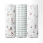 haus & kinder Scarlet in Garden Muslin Swaddle Blankets 3-Pack, 120cm x 120cm, 100% Cotton, Ultra-Soft Baby Swaddles for Newborns 0-3M, Nursing Cover, Stroller Blanket, Hypoallergenic - Fast Shipping to USA & Canada - Image 2