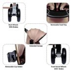 1st Step Caramel Baby Pram Cum Stroller with 5 Point Safety Harness/Infinitely Reclining and Cushioned Seat/Reversible Handle/Front Swivel Wheels - Coffee Brown - Fast Shipping to USA & Canada - Image 5