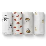 MOM'S HOME Cotton 100x100 cm Swaddle, Multicolour, Pack of 4 - Fast Shipping to USA & Canada - Image 2