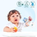 1st Step 330 ml BPA Free Anti-Spill Soft Silicone Weighted Straw Baby Sipper Cup with Twin Handle and Flip Top - Blue - Fast Shipping to USA & Canada - Image 6