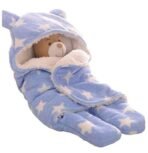 First Kick New Born Sleeping Bag Combo Pack of Super Soft Wearable Baby Wrapper Durable Fleece Polyester Cum Baby Sleeping Bag for Baby Boys Girls (76cm x 70cm, 0-6 Months) Pack of 2 Stars Grey, Blue - Fast Shipping to USA & Canada - Image 3