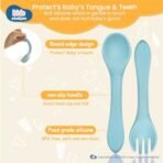 Kids Station 2 Piece Microwave Safe Silicone Baby Feeding Set -Fork - Spoon - Make Mealtime Fun and Easy for Your Little One - Portable and Diaper Bag Friendly - Baby Feeding Product (Blue) - Fast Shipping to USA & Canada - Image 4