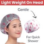 TEMPERIA (3 Pcs) Shower Cap for Women & Men - Reusable, Hair Mask Head Cover Bathing Caps - Waterproof, Elastic Free-Size - for Spa, Salon & Bathroom - Lightweight & Comfortable (Random Colors) - Fast Shipping to USA & Canada - Image 4