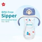 1st Step 330 ml BPA Free Anti-Spill Soft Silicone Weighted Straw Baby Sipper Cup with Twin Handle and Flip Top - Blue - Fast Shipping to USA & Canada - Image 7